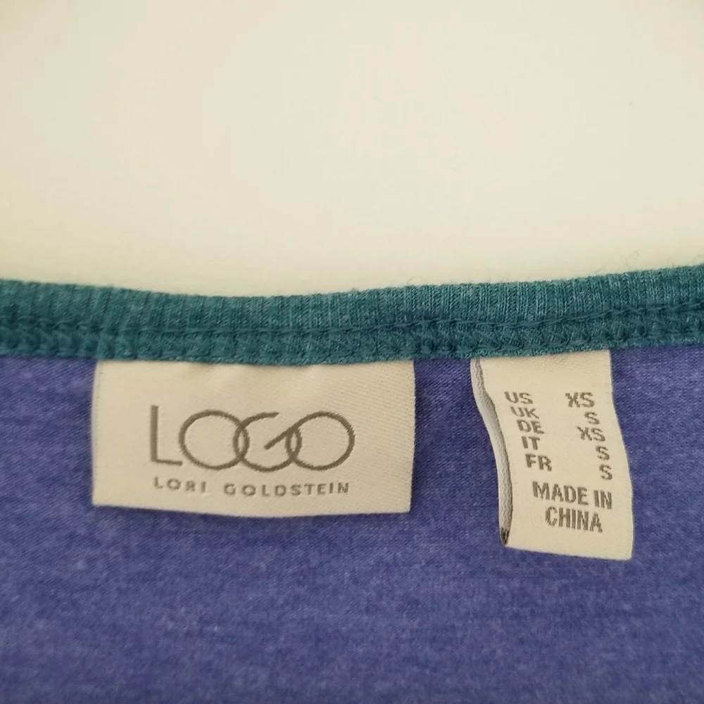 LOGO Lori Goldstein Heathered Periwinkle & Teal Sleeveless Rib Knit Tank Size XS - Picture 7 of 8